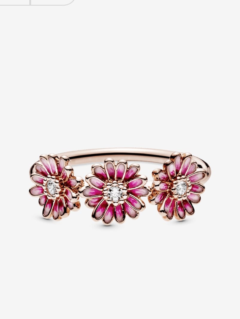 Anillo Pandora de Trio Margaritas Rosa