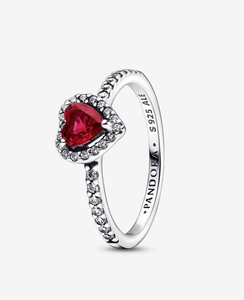 Anillo Pandora Corazón Rojo Brillante