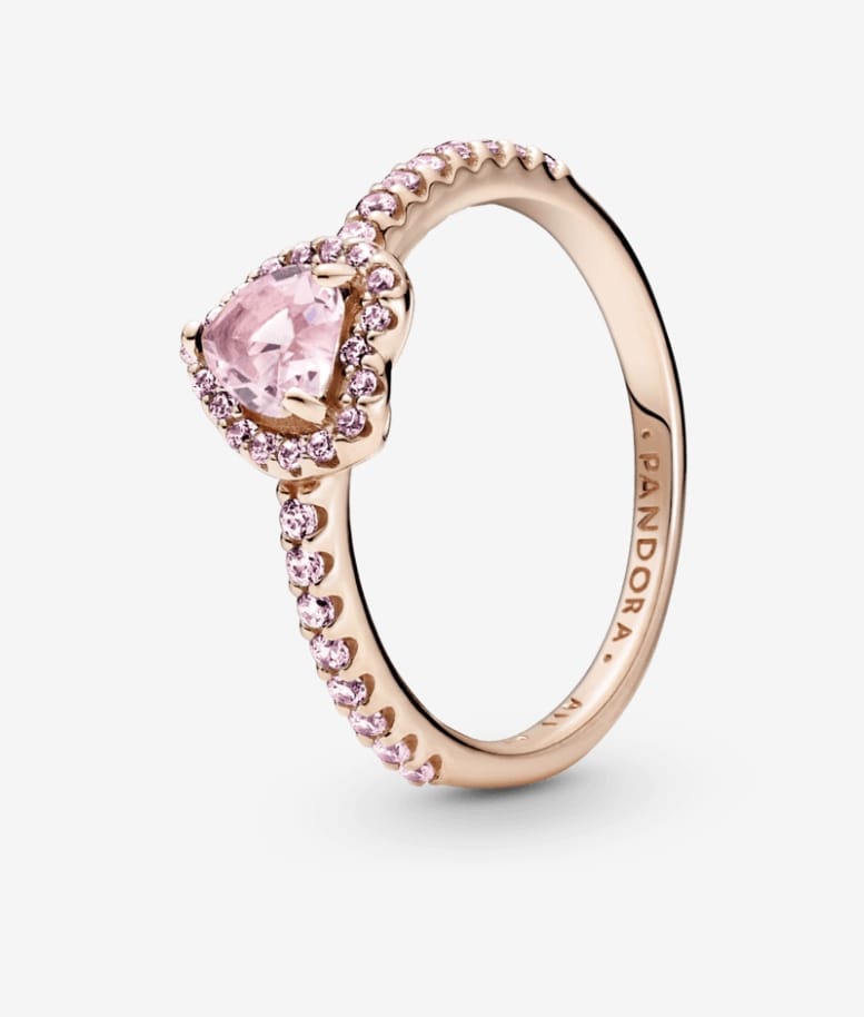 Anillo Pandora Corazón Rosa