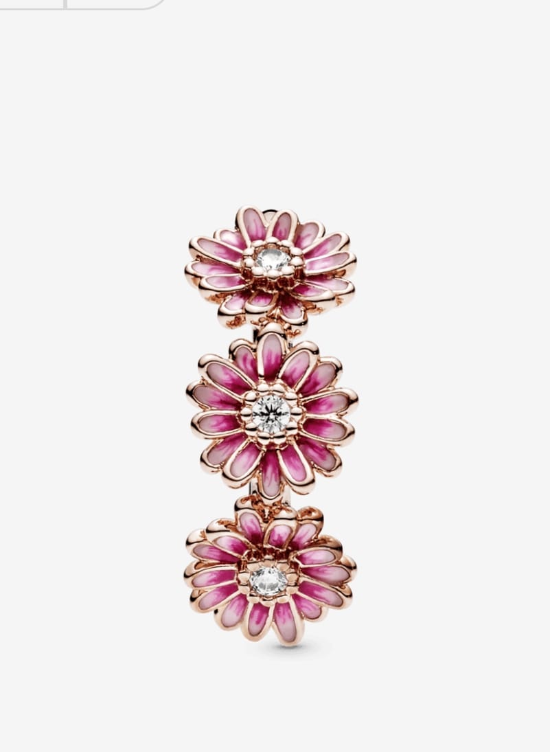 Anillo Pandora de Trio Margaritas Rosa