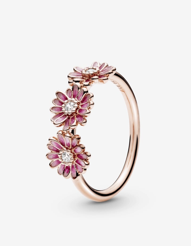 Anillo Pandora de Trio Margaritas Rosa