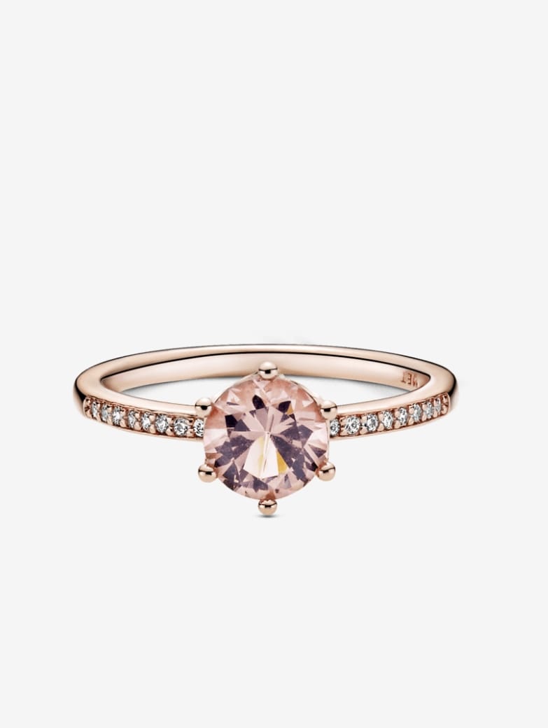 Anillo Pandora solitario corona Rosa