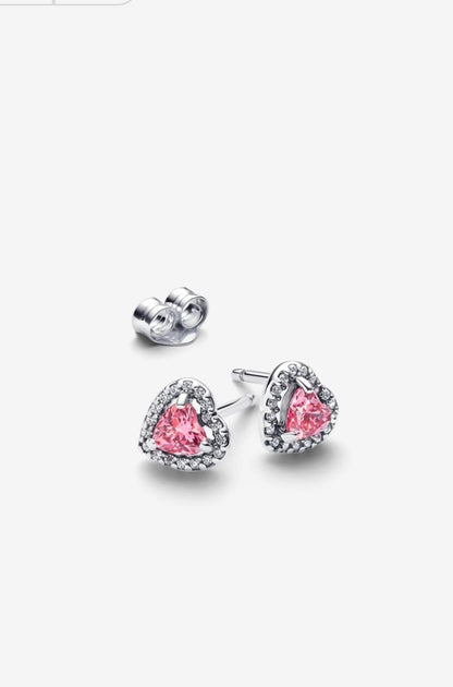 Aretes Pandora Corazón Rosa