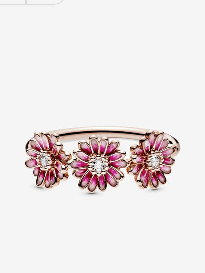 Anillo Pandora de Trio  Margaritas Rosa