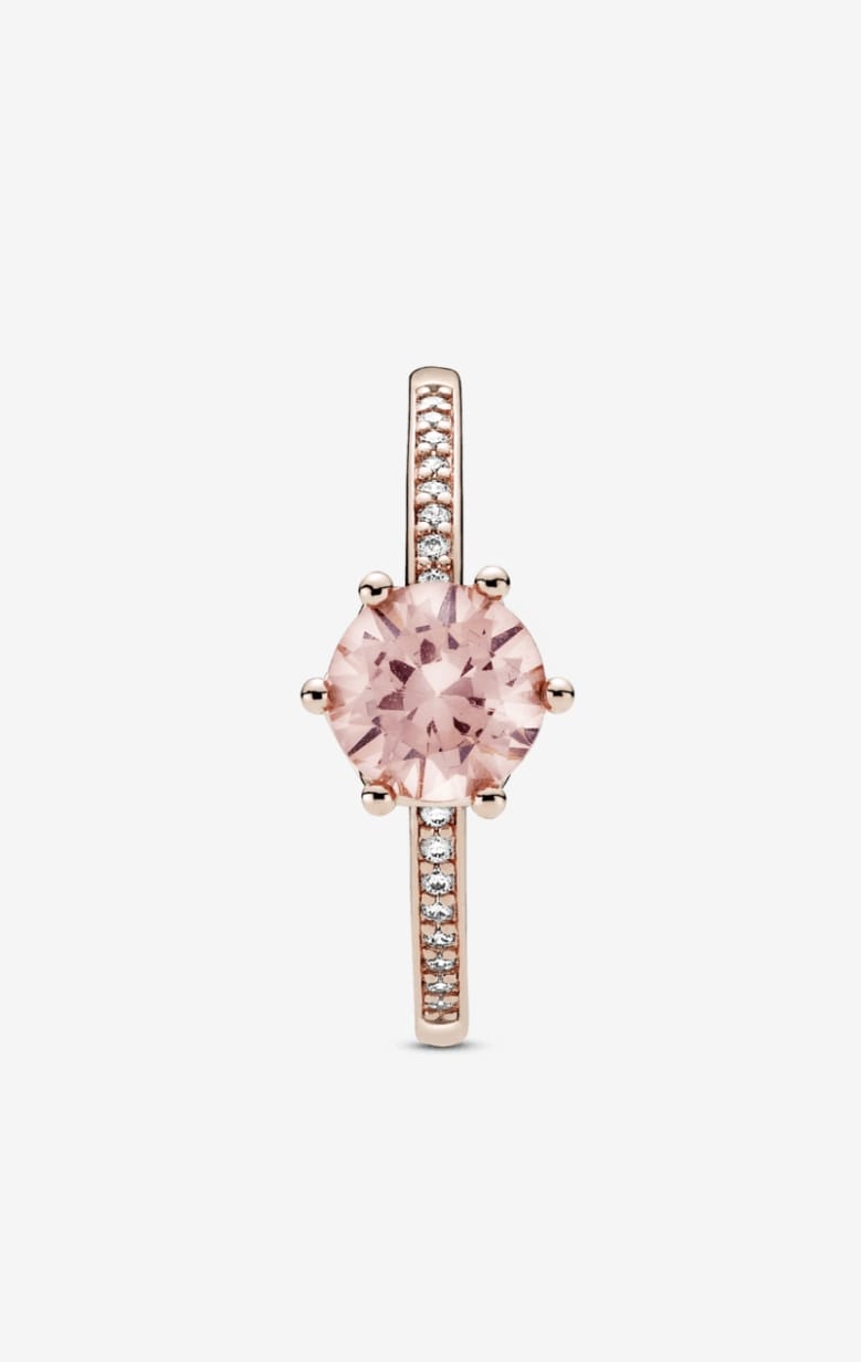 Anillo Pandora solitario corona Rosa
