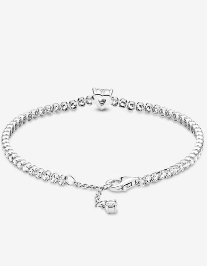 Pulsera Tenis Pandora Corazón Brillante